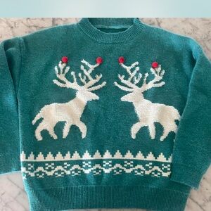 Teal Reindeer Sweater